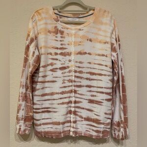 New Directions Studio Women's Raw Seam Tie Dye Oversized Cotton Pullover Size S